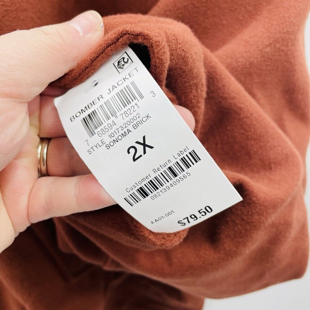 And Now This Womens Plus Size 2X Dropped-Shoulder Bomber Jacket Sonoma Brick 330 - Picture 6 of 7